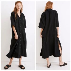 Madewell Lightestspun Cotton Maxi Shirtdress in Black